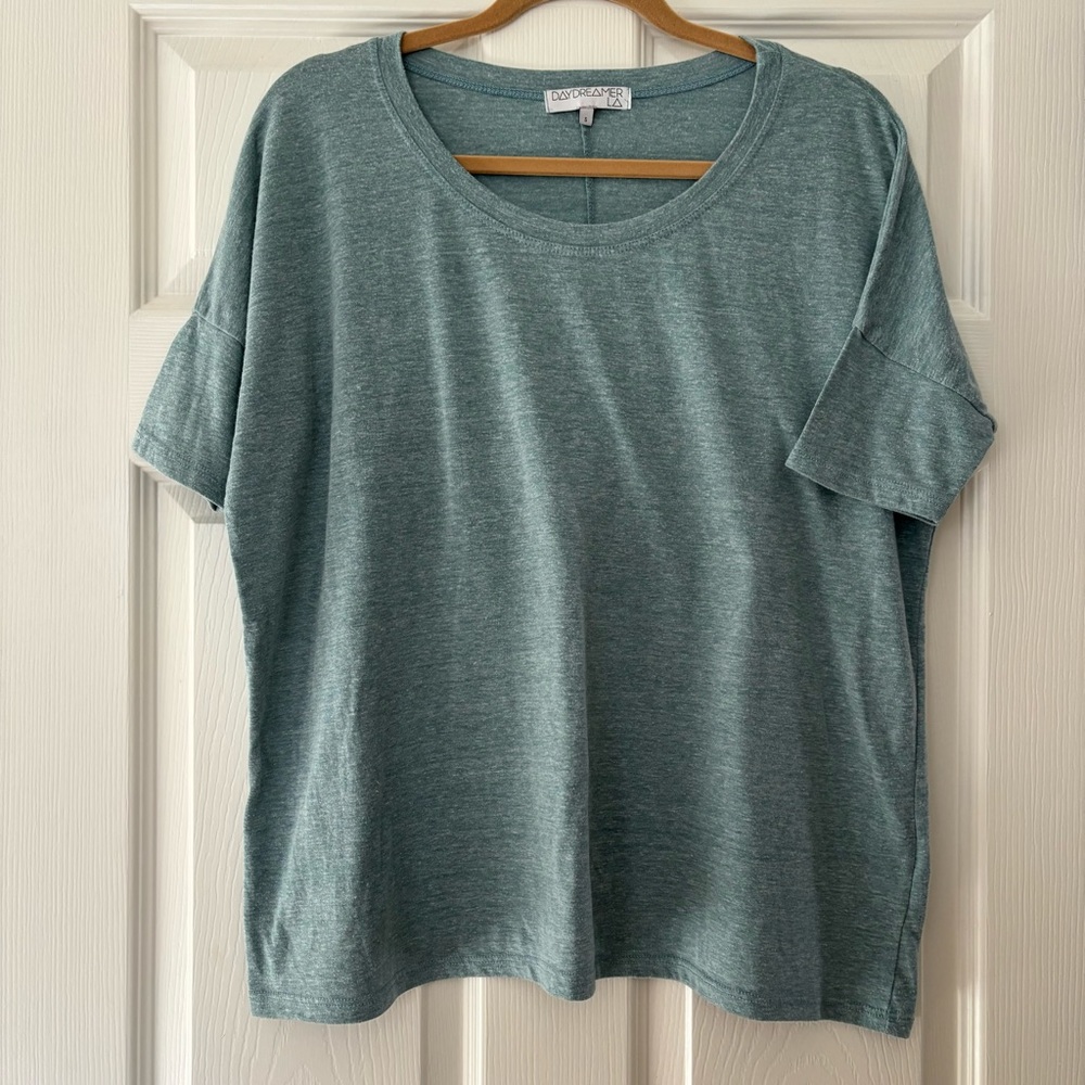 Daydreamer LA Basic Oversized Short Sleeve Tee Womens Small Blue